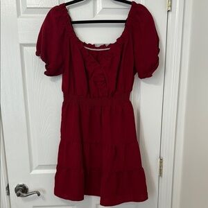 Red Puff Sleeve Dress